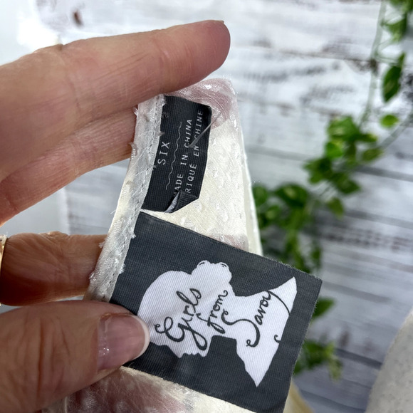 Girls From Savoy Anthropologie Blouse Top size 6 Cream Ivory Sheer Smocked Boho - Picture 12 of 12